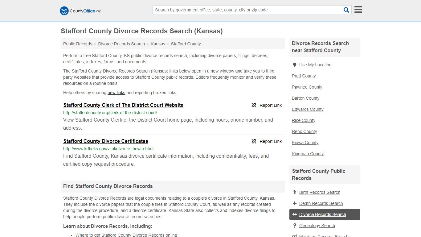 Divorce Records Search - Stafford County, KS (Divorce Certificates ...